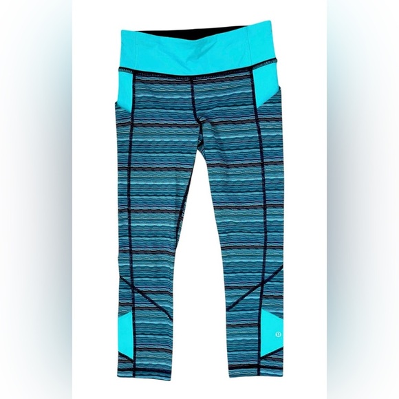 lululemon athletica Pants - LULULEMON Pace Rival Crop Space Dye Twist Naval Blue Peacock Luxtreme Fabric 6